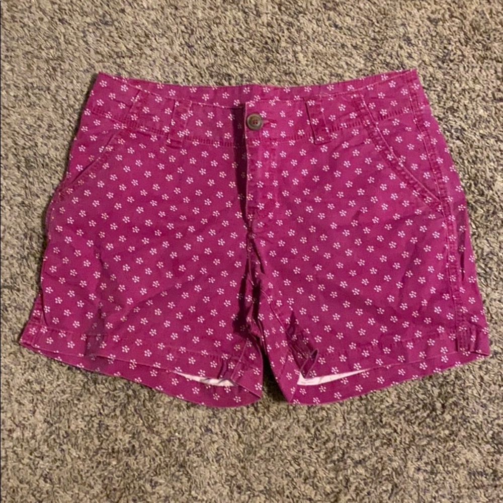 Patterned Pink Twill Shorts